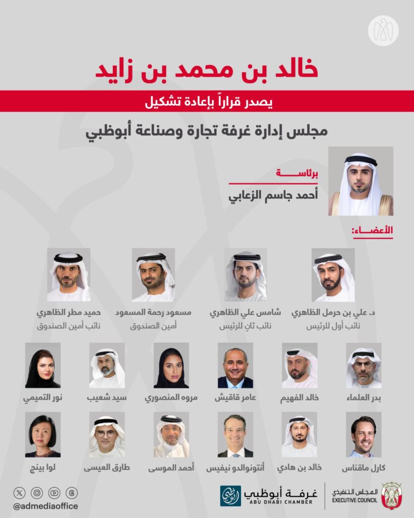 Khaled Bin Mohamed Bin Zayed Issues a Resolution to Restructure Abu Dhabi Chamber's Board of Directors