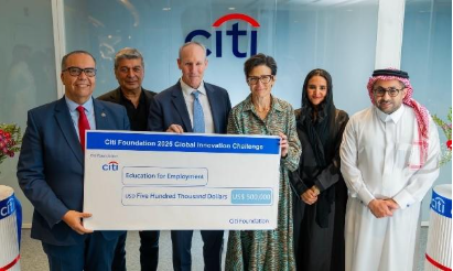 Education for Employment recipients: Amr Abdallah, Director of Programs, Gulf Region, Andrew Baird President and CEO, EFE-Global, Raza Jaffar EFE Board member. Citi team: Jane Fraser, Chair of the Board and Chief Executive Officer, Citi Sarah Al Tamimi, MENA Head of Equities Platform, Citi and Fahad Aldeweesh, Citi Country Officer and Banking Head of Saudi Arabia 