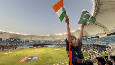 Seven-year-old fan wears India and Pakistan colours in celebration of cricket